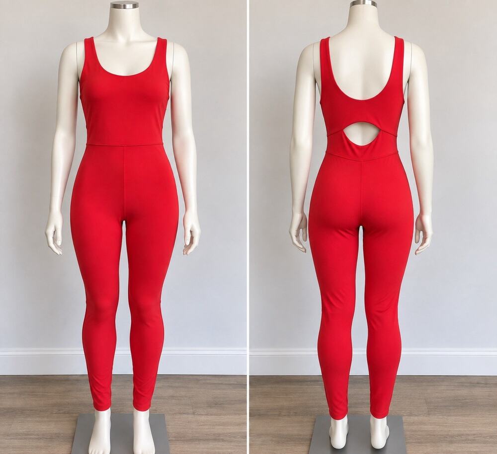 All in Motion Women’s Red Athletic Jumpsuit Size S Cutout Back One Piece